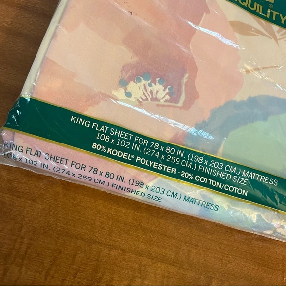 VTG NEW Springmaid Silk Poppies Floral King Flat Sheet No-Iron Sealed NOS - Picture 2 of 3